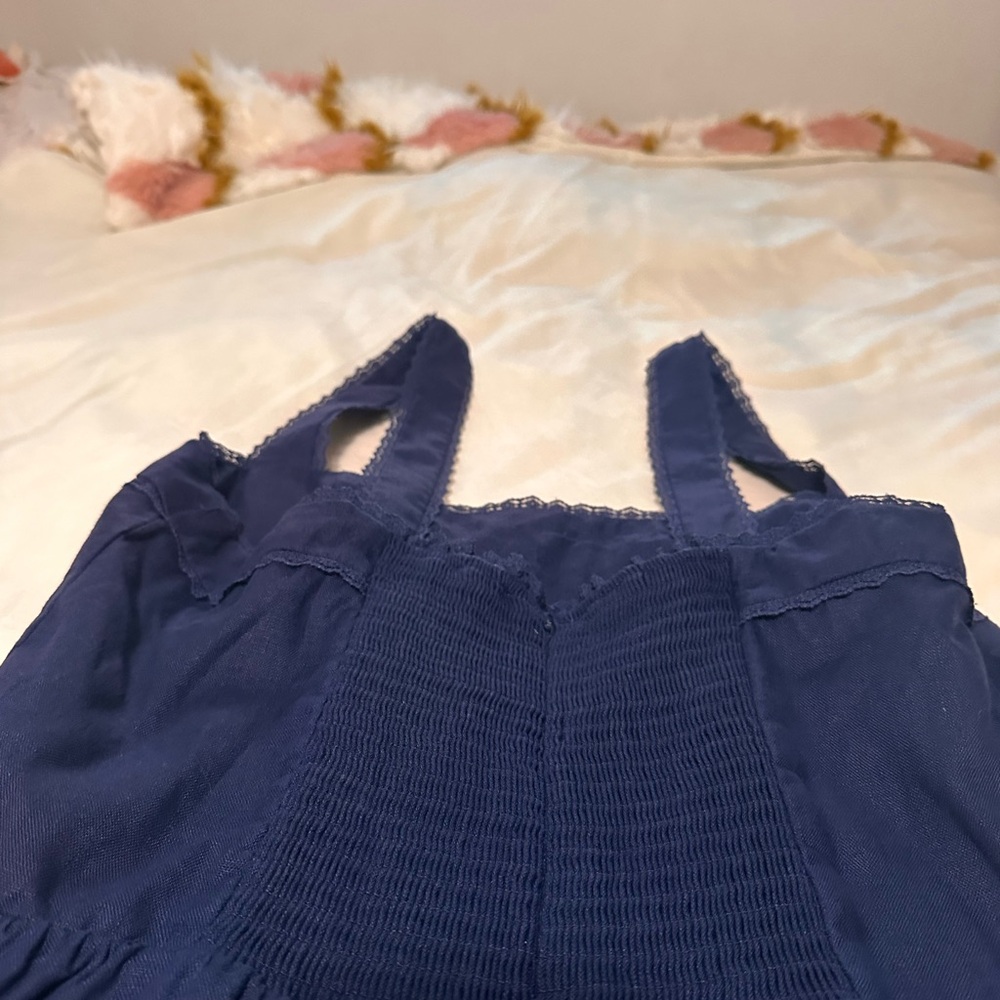 Reformation Rowen Linen Midi Dress in navy 12 - Picture 6 of 7